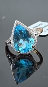 9k yellow gold swiss blue topaz & natural Cambodia