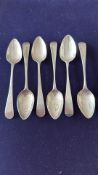 Set of 6 Georgian silver teaspoons