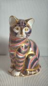 Royal Crown Derby Imari Cat Bone China Paperweight