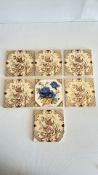 Victorian Pilkington ceramic fireplace tiles, set of 7