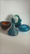 Four Murano-style art glass objects, including signed vase