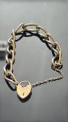 9ct Gold bracelet with safety chain & heart shaped
