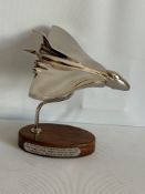 Chrome Vulcan bomber on wooden base