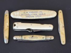 5 Bone handle pen knives