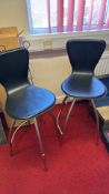 Pair of contemporary black vinyl bar stools