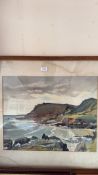 Edwin A. Birks, Coastal Landscape Watercolour, 1955