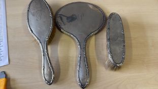 Silver brush & mirror set