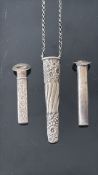 3x Victorian silver lapel flower holders