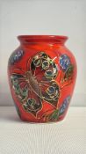 Anita Harris butterfly vase signed in gold