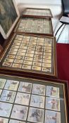 Five framed sets of early 20th-century cigarette cards