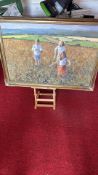 Impressionist School Oil Painting, Children in Poppy Field, 99cm x 69cm