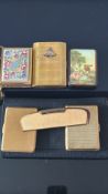 3x Cigarette cases together with compact & brush s
