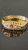18ct Gold ring set with diamond & ruby Weight 2g S