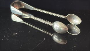 Silver sugar nips London Hallmark makers GA