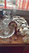 Mixed lot of cut crystal and porcelain decorative wares