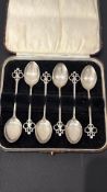 Edwardian cased set of six Birmingham sterling silver coffee spoons Weight 52g