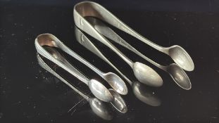 2 Pairs of silver sugar nips together Bengal silver