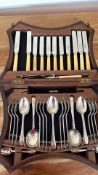 Oak cased EPNS cutlery canteen, c.1900-20