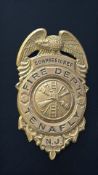 Tenafly N.J. Fire Department Commissioner gold-filled badge