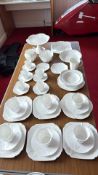 Shelley â€œDainty Whiteâ€ bone china tea service, c.1950s (â‰ˆ45 pcs)
