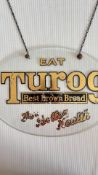Vintage Turog Best Brown Bread glass hanging sign