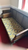 Carved mahogany and cane three-seat sofa, Bergere Suite