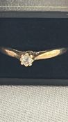 9ct Gold diamond solitaire ring Size O 1.7g