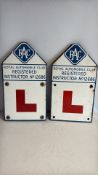 Pair of RAC enamel â€˜Registered Instructorâ€™ L-plates