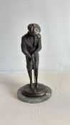 Patinated Bronze Golfer Figure on Marble Base