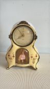 Mid-century German musical ballerina mantel clock