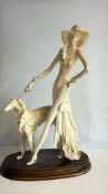 Art Deco Style Lady with Borzoi Sculpture