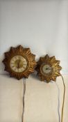 Two Smiths gilt sunburst electric wall clocks, c.1960s