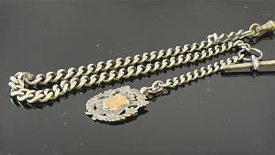 Silver albert chain T-bar & fob Weight 44g