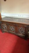 Late 17th-C English carved oak coffer
