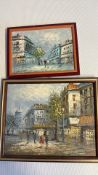 Two oil paintings of Parisian street scenes signed Burnett