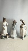 Set of three NAO by LladrÃ³ porcelain figurines