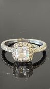 14ct White gold ring set with cz's Size K Weight 2