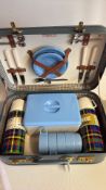 1960s Vacco suitcase picnic set for four