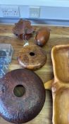 Group of six hand-carved hardwood bowls and vessels