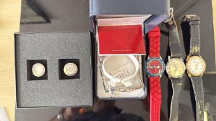 Pair of designer cufflinks & collection of wristwa