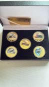 5 boxed gold plated (titanic) proof coins
