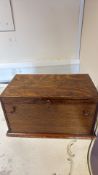 Late Victorian oak tabletop chest with fall-front