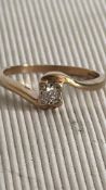 9ct Gold diamond solitaire ring size M Weight 2g