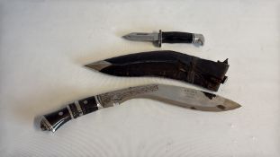 Engraved kukri and utility knife, circa 1960