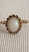 9ct Gold ring set with opal size O 2g