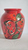 Anita Harris butterfly vase signed in gold