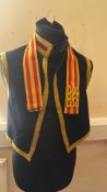 Five-piece navy wool ceremonial uniform with yellow braid