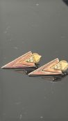 Pair of dual colour 9ct gold earrings set with 3 w