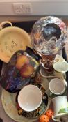 Tray of mixed decorative ceramics and glassware