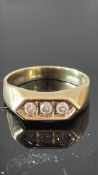 9ct Gold gents ring set with 3 diamonds Weight 5.1